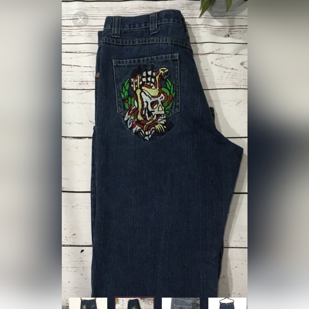 Ed Hardy by Christian Audigier skull head jeans